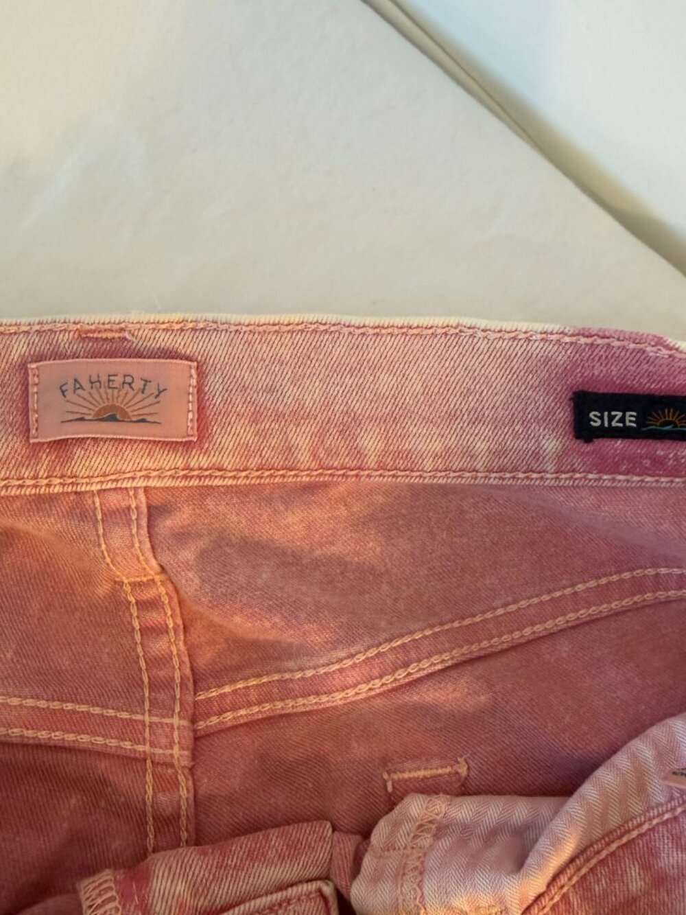 Faherty Pink Garment Dyed Denim Jeans W31 Straight Leg Premium Cotton Casual - Picture 2 of 10